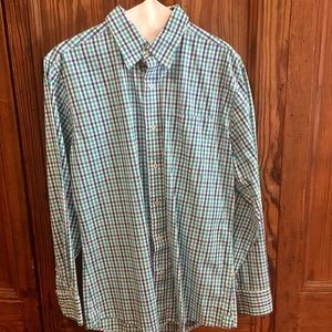 Southern Tide Blue Plaid Long Sleeve Button-Down